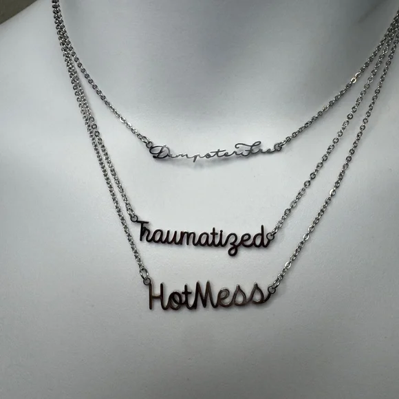 Hot Mess Stainless Steel Necklace – Adjustable 18” Chain - Picture 4 of 4